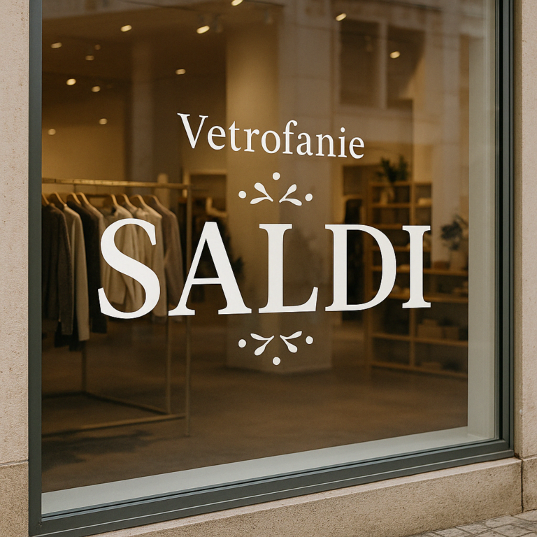 Vetrofanie saldi per vetrine accattivanti: design d’impatto su misura e grafiche personalizzate